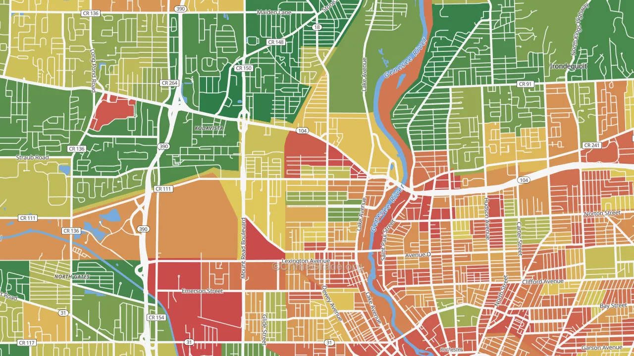 Maplewood, Rochester, NY Map of Arson Rates