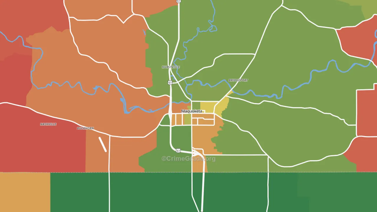 Maquoketa, IA Map of Arson Rates
