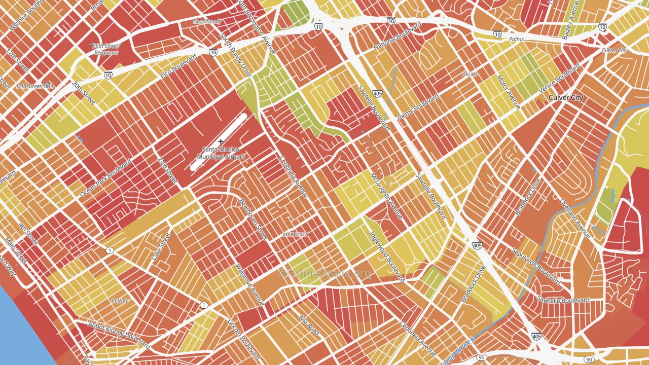 Mar Vista, Los Angeles, CA Map of Arson Rates