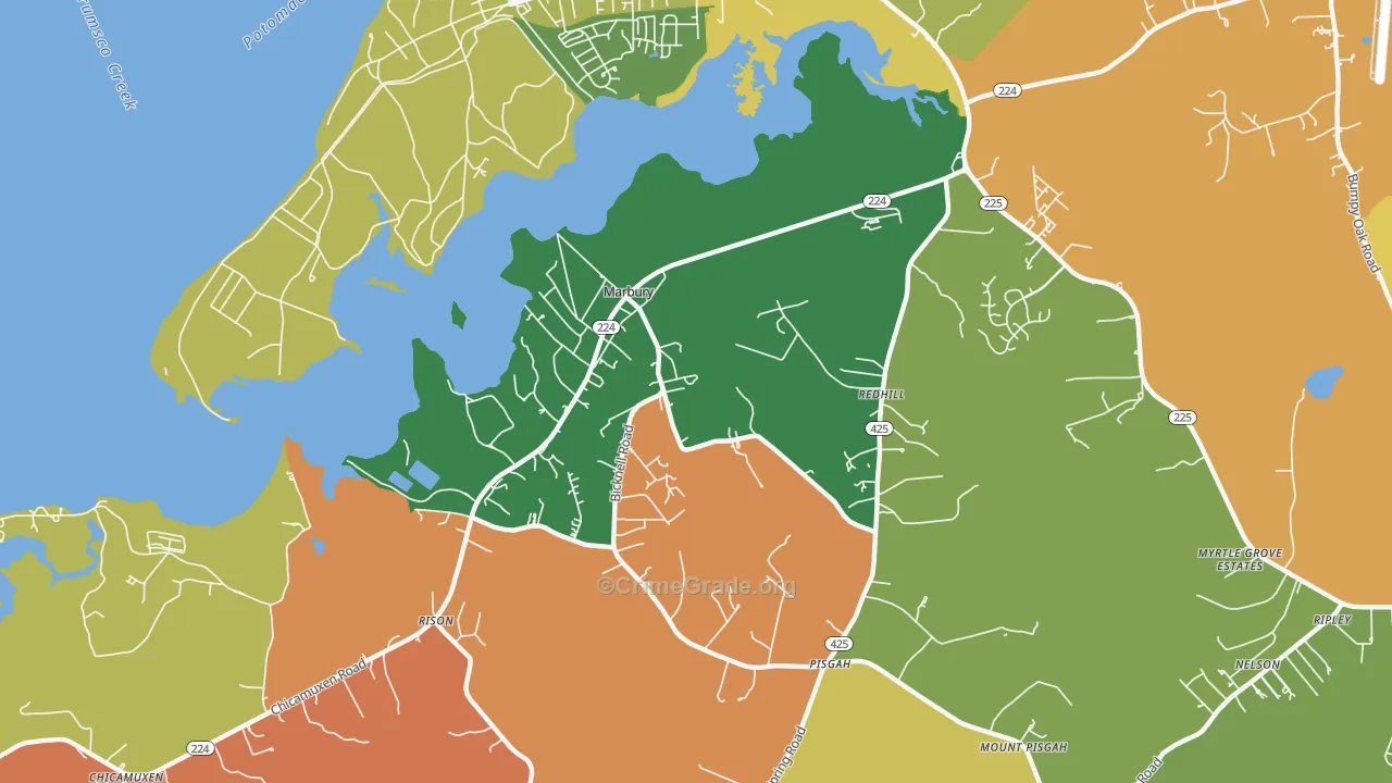 Marbury, MD Map of Arson Rates