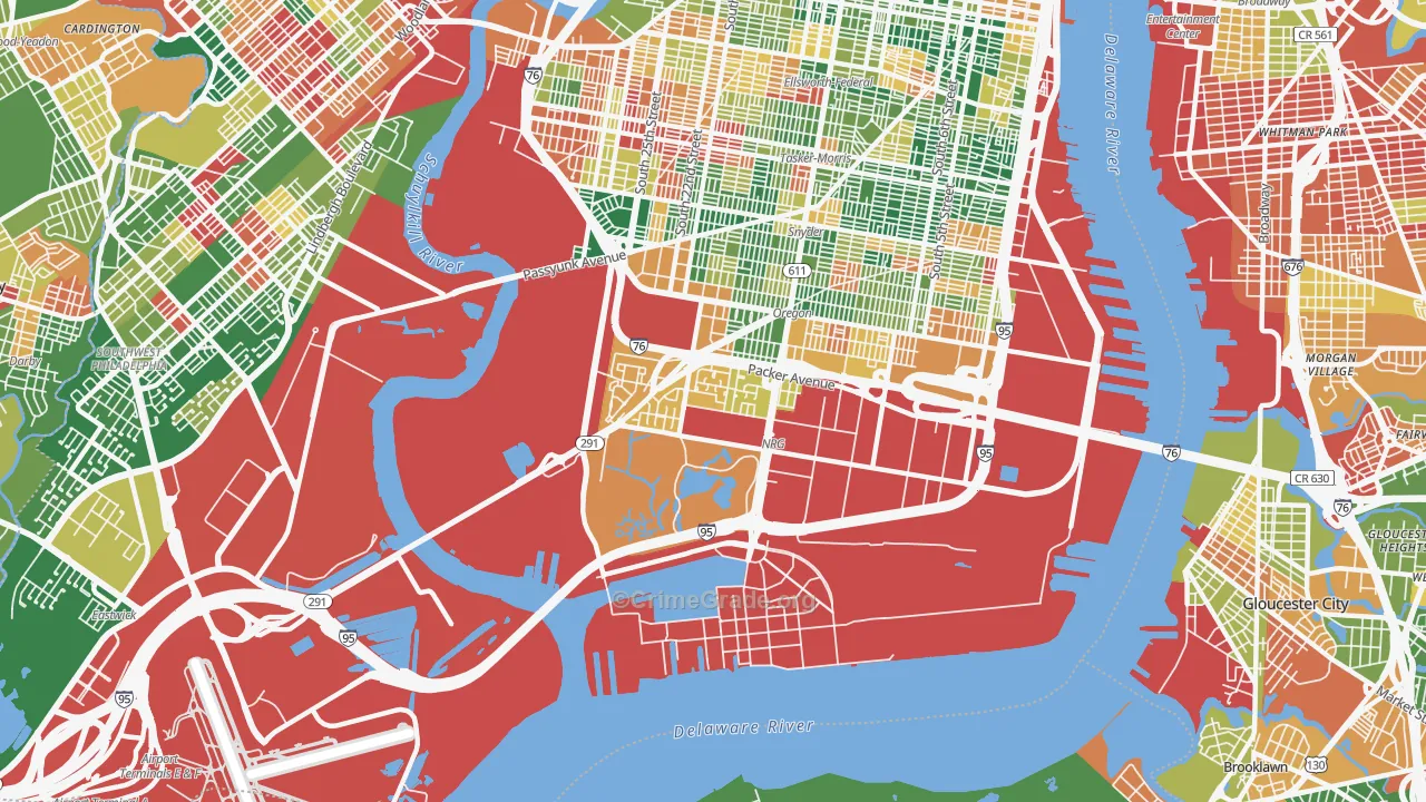 Marconi Plaza-Packer Park, Philadelphia, PA Map of Arson Rates