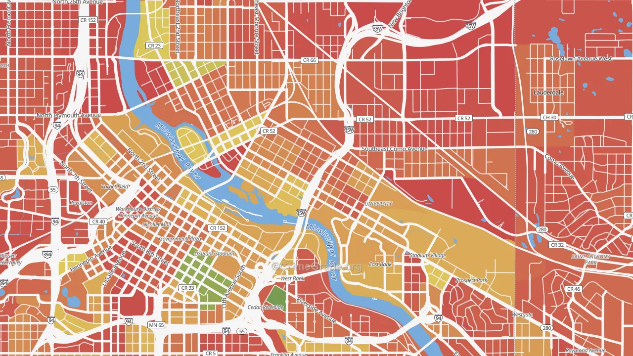 Marcy Holmes, Minneapolis, MN Map of Arson Rates