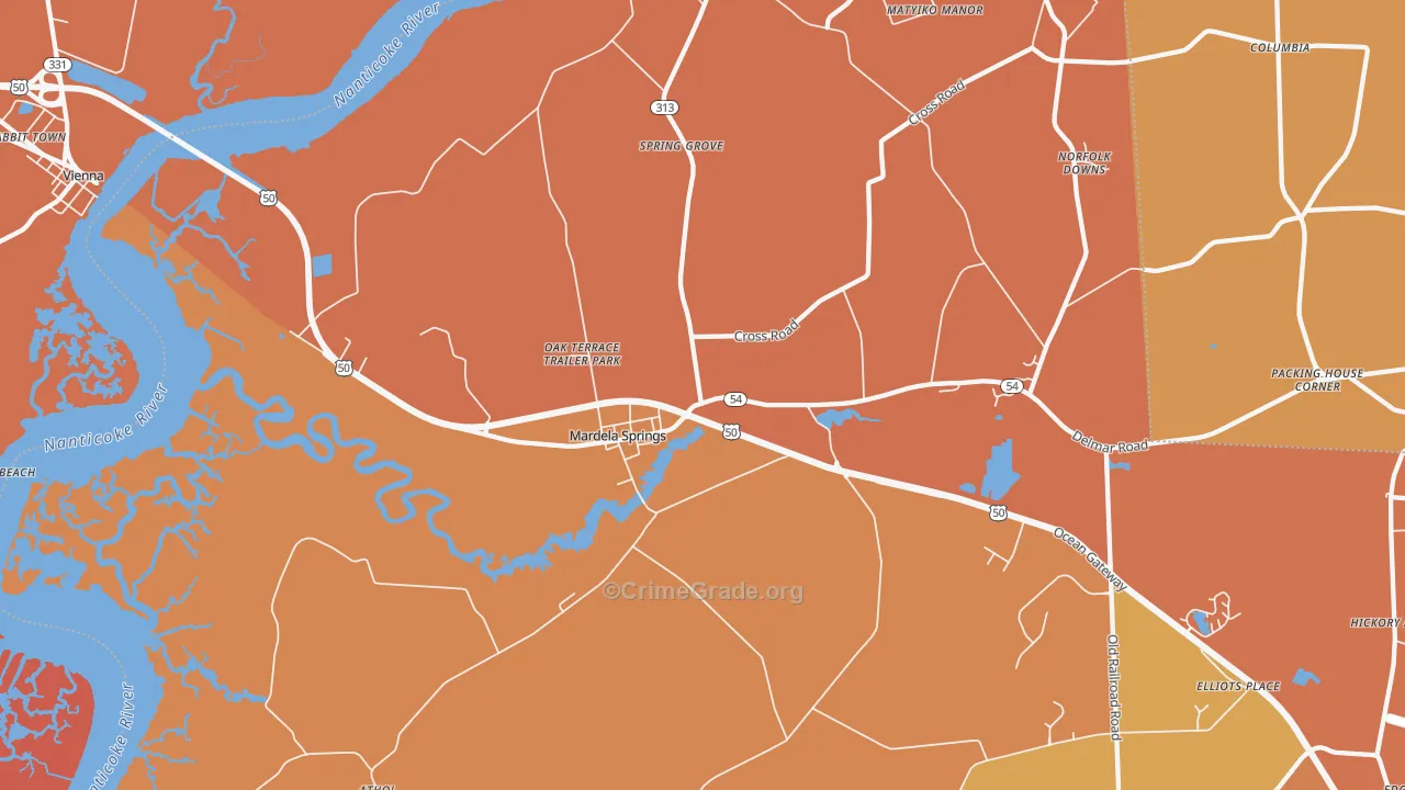 Mardela Springs, MD Map of Arson Rates