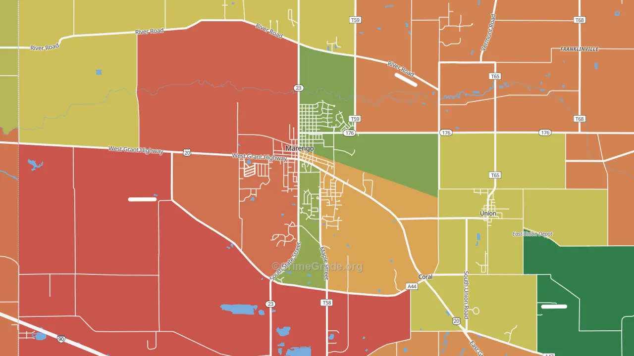 Marengo, IL Map of Arson Rates