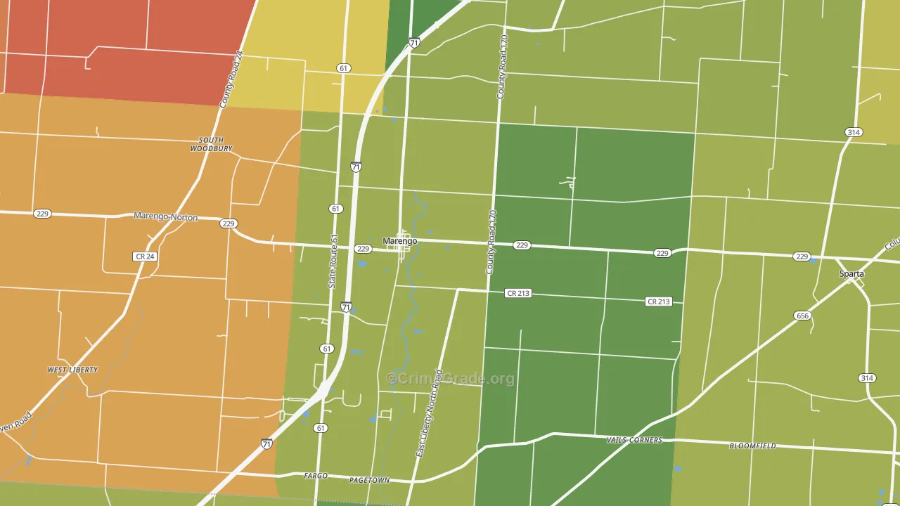 Marengo, OH Map of Arson Rates