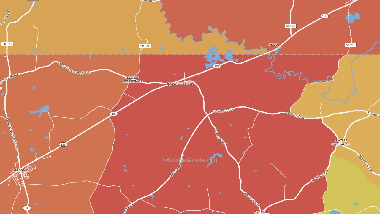 Margarettsville, NC Map of Arson Rates
