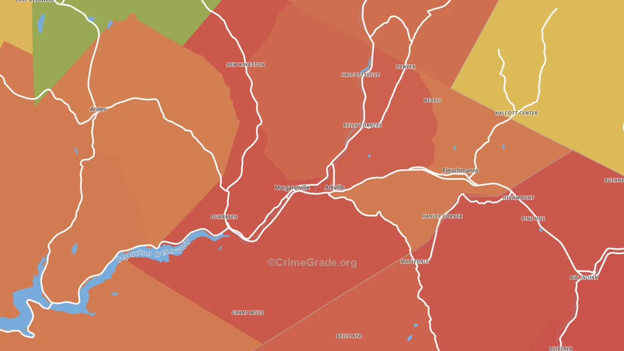 Margaretville, NY Map of Arson Rates