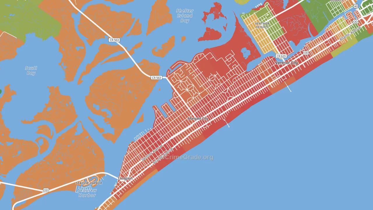 Margate City, NJ Map of Arson Rates