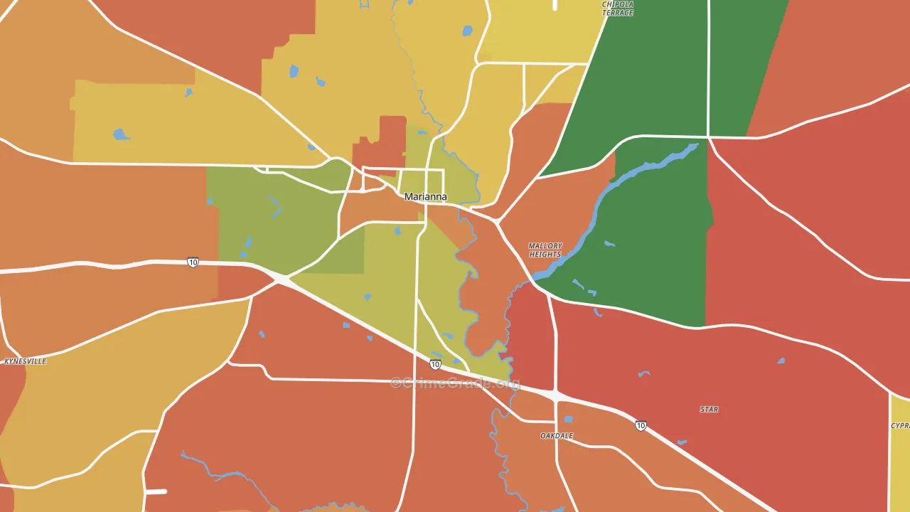 Marianna, FL Map of Arson Rates