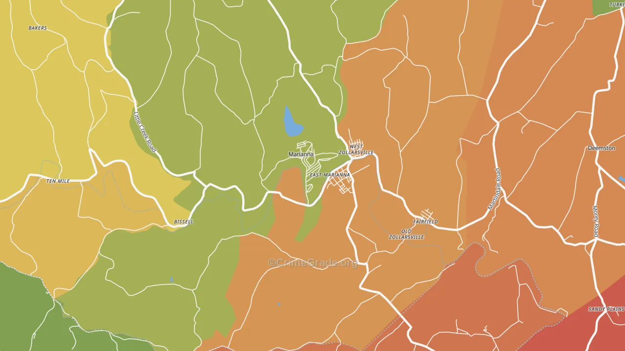 Marianna, PA Map of Arson Rates
