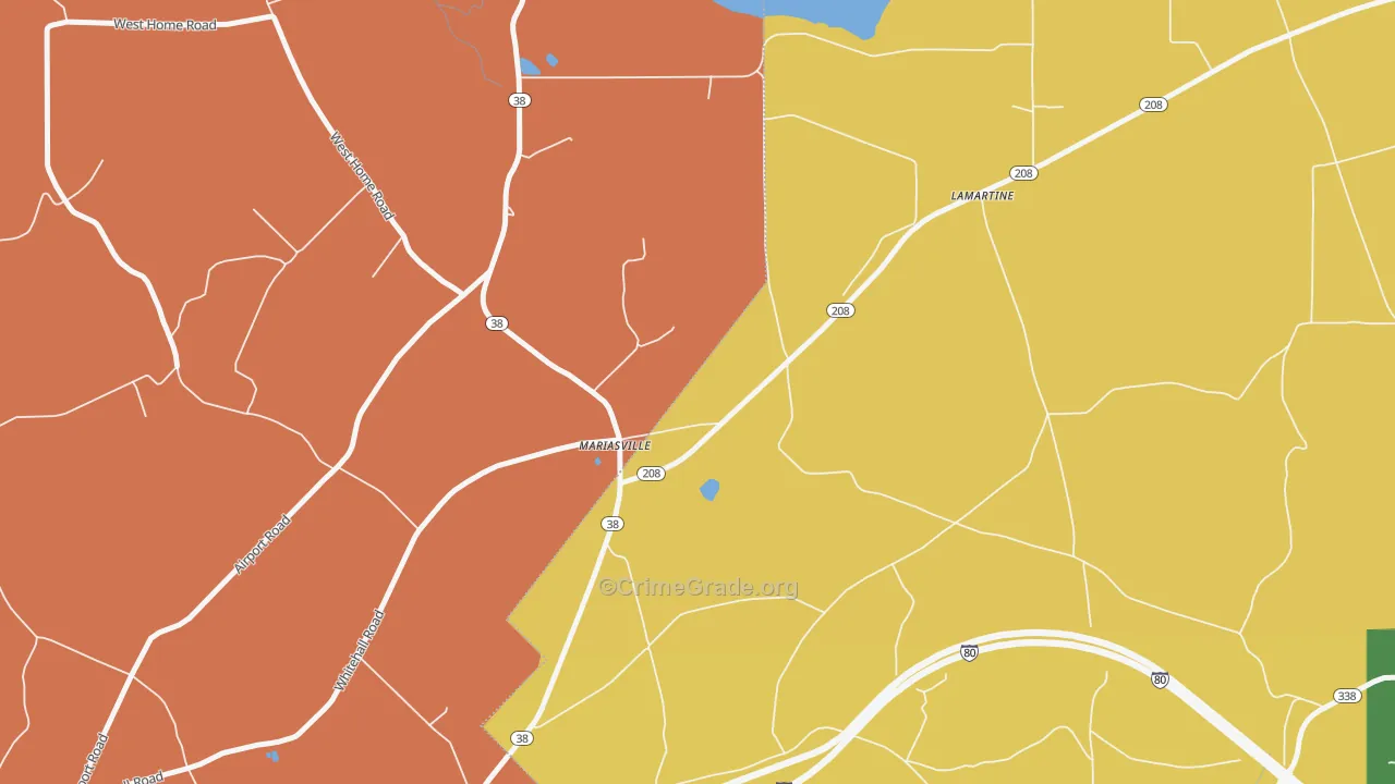 Mariasville, PA Map of Arson Rates