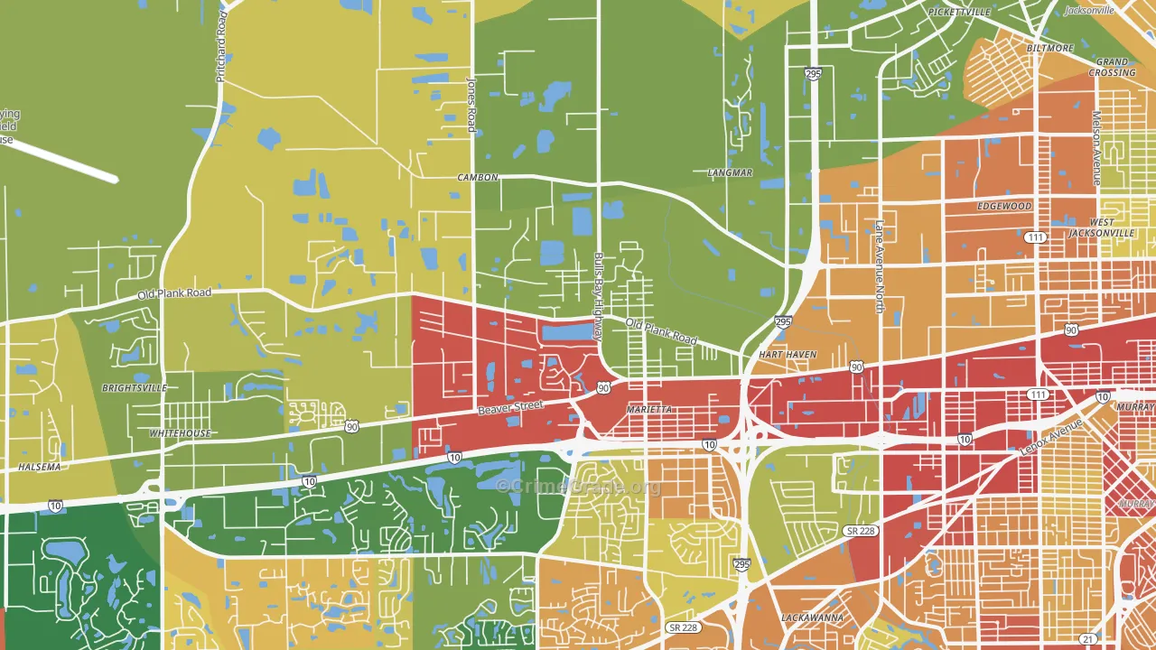 Marietta, Jacksonville, FL Map of Arson Rates