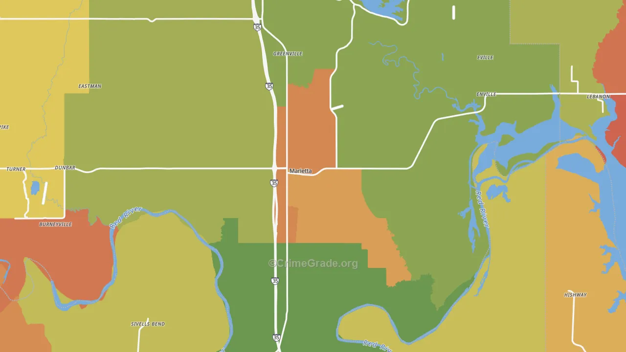 Marietta, OK Map of Arson Rates