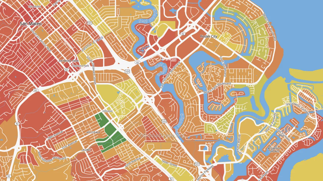 Marina Lagoon, San Mateo, CA Map of Arson Rates