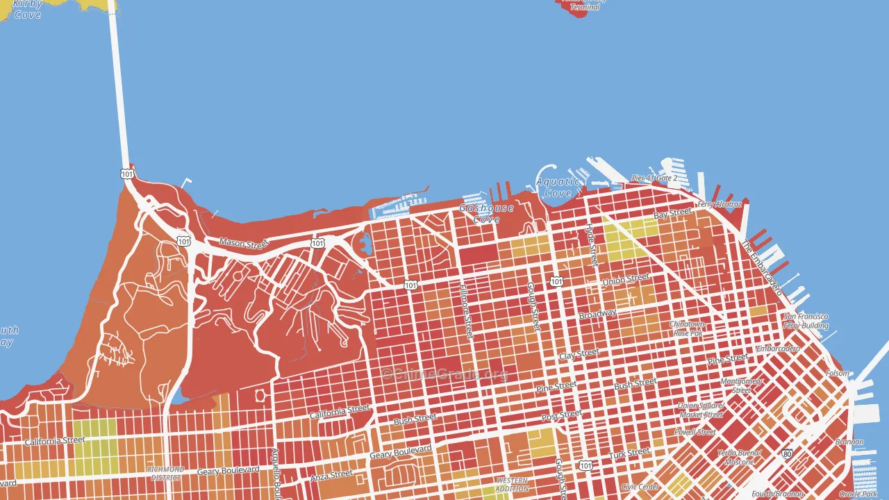 Marina-San Francisco, San Francisco, CA Map of Arson Rates