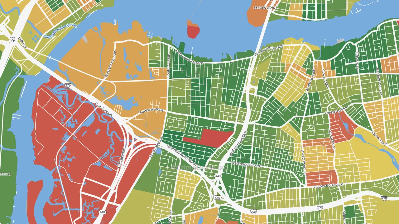 Mariners Harbor, Staten Island, NY Map of Arson Rates