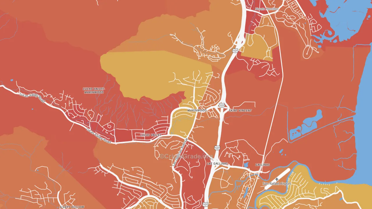 Marinwood, San Rafael, CA Map of Arson Rates