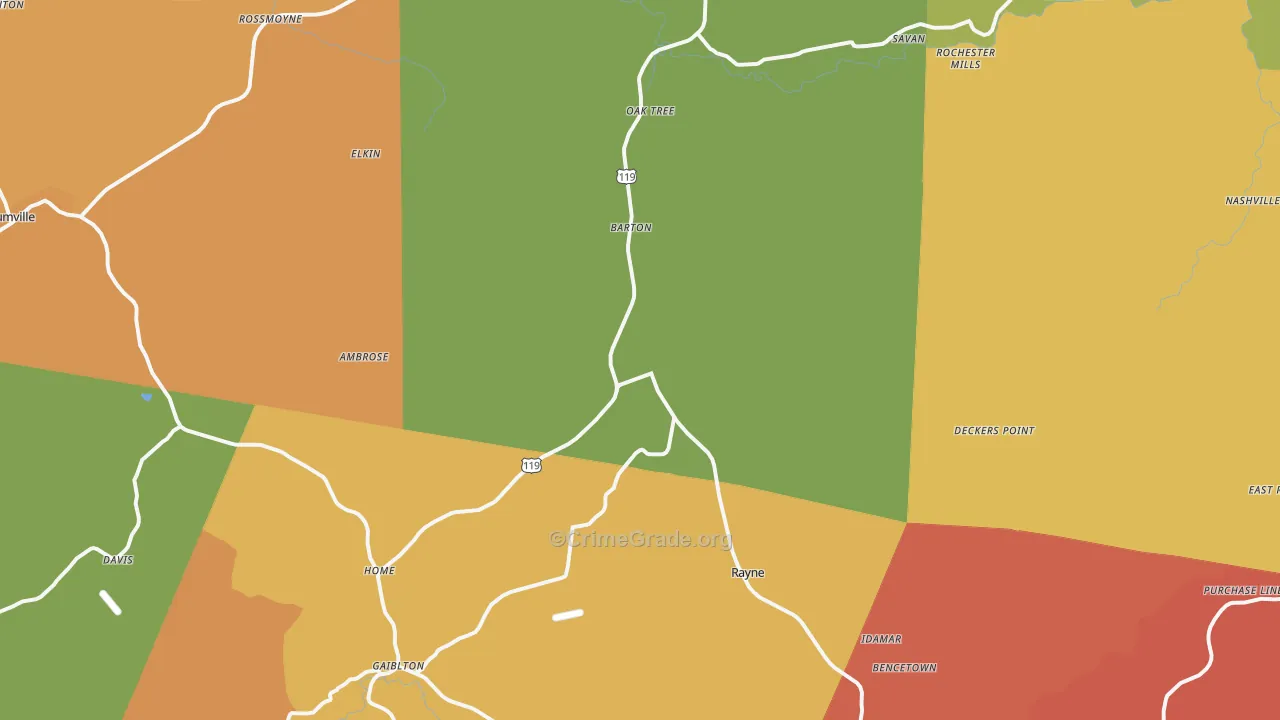Marion Center, PA Map of Arson Rates