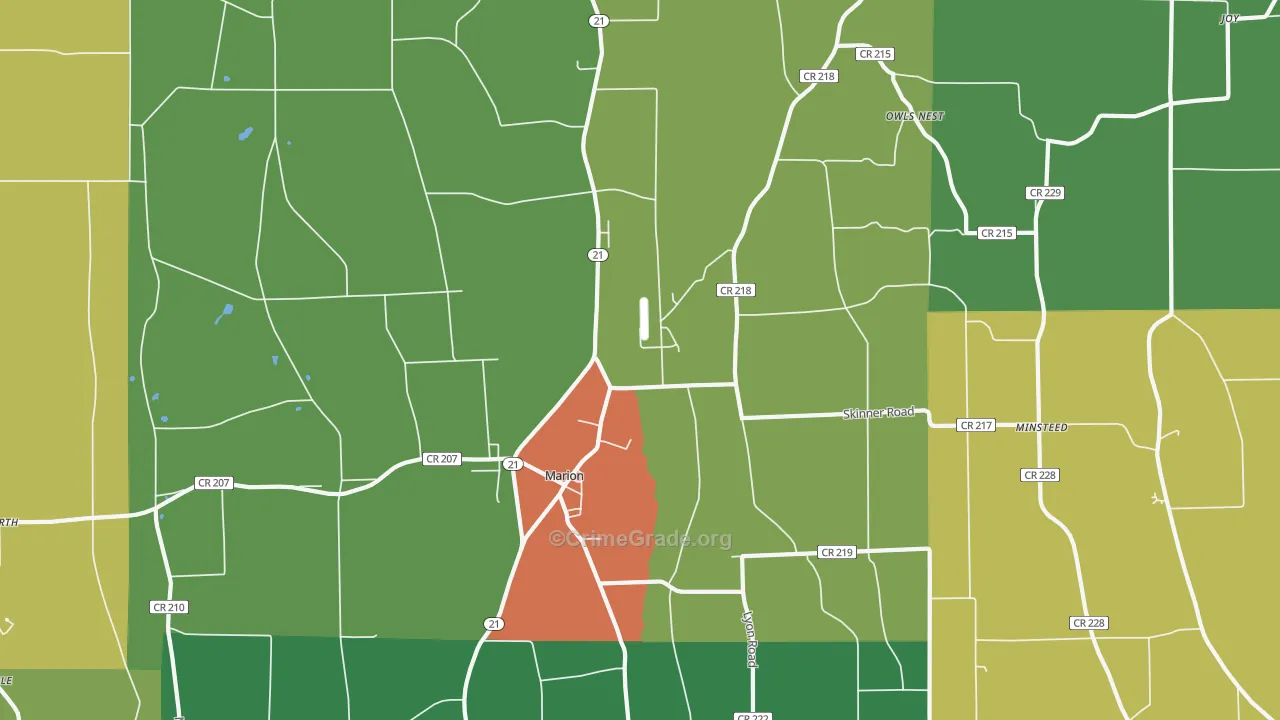 Marion, NY Map of Arson Rates