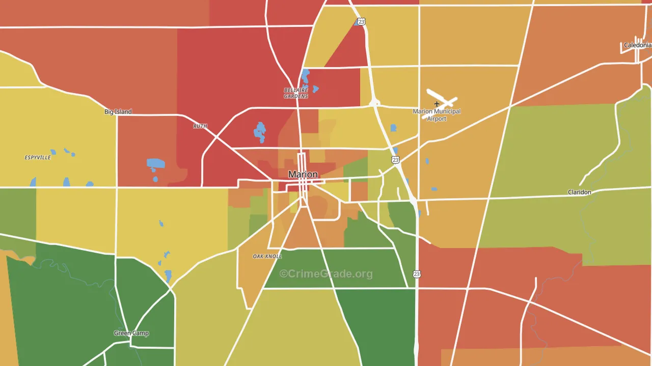 Marion, OH Map of Arson Rates