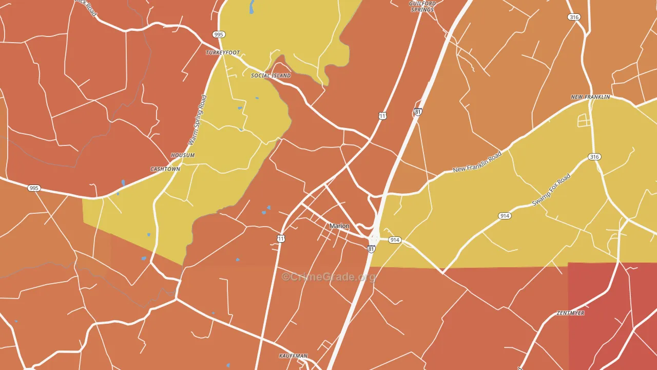 Marion, PA Map of Arson Rates