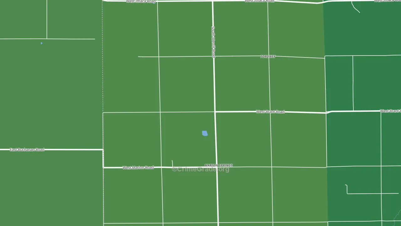 Marion Springs, MI Map of Arson Rates