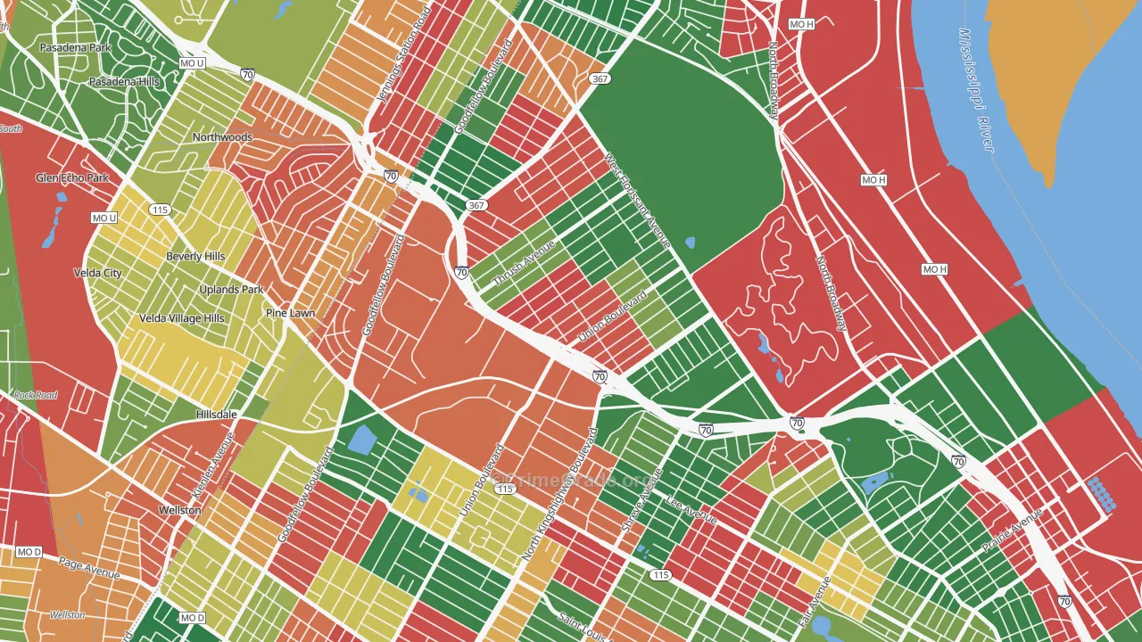 Mark Twain, St. Louis, MO Map of Arson Rates