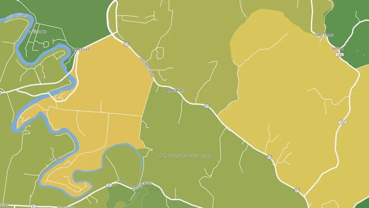 Marksbury, KY Map of Arson Rates