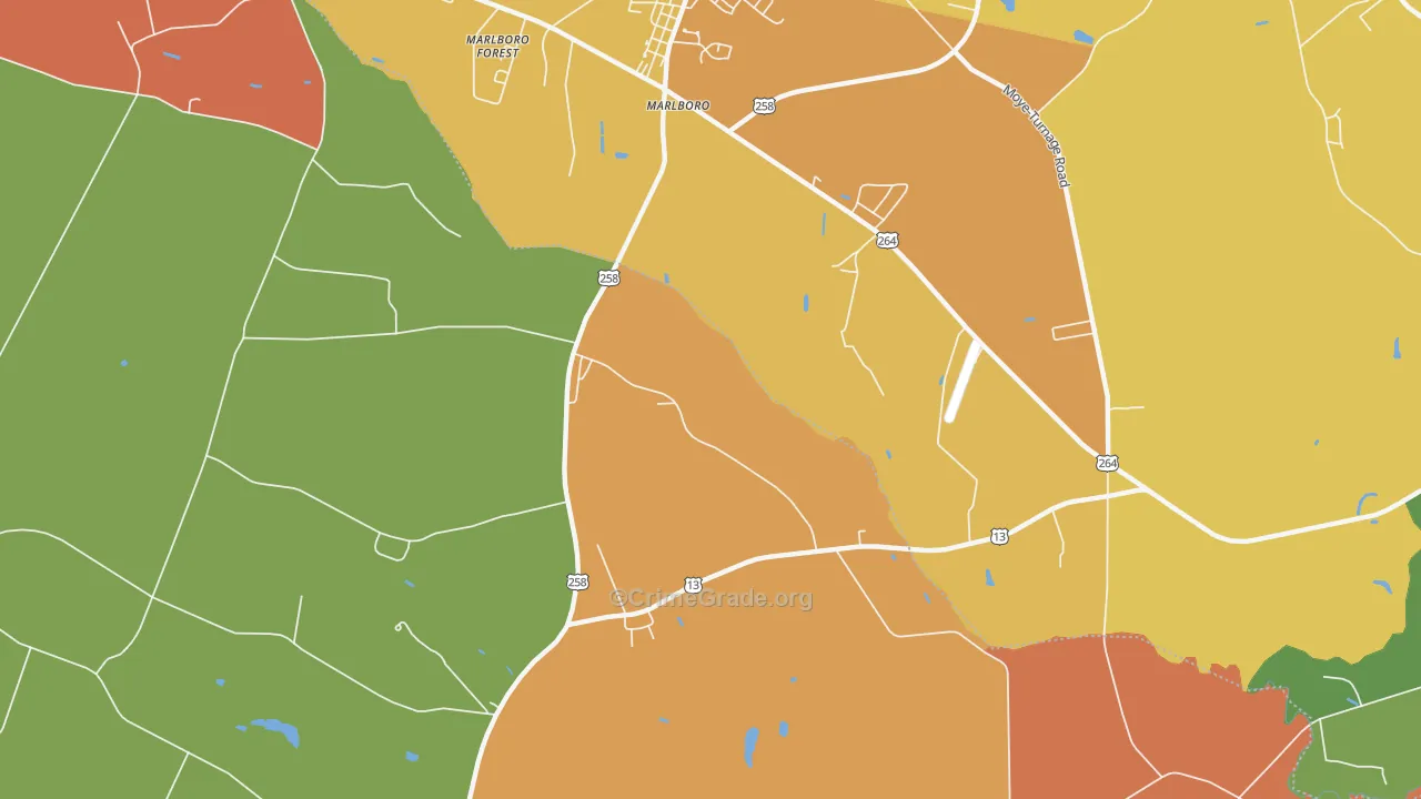Marlboro, NC Map of Arson Rates