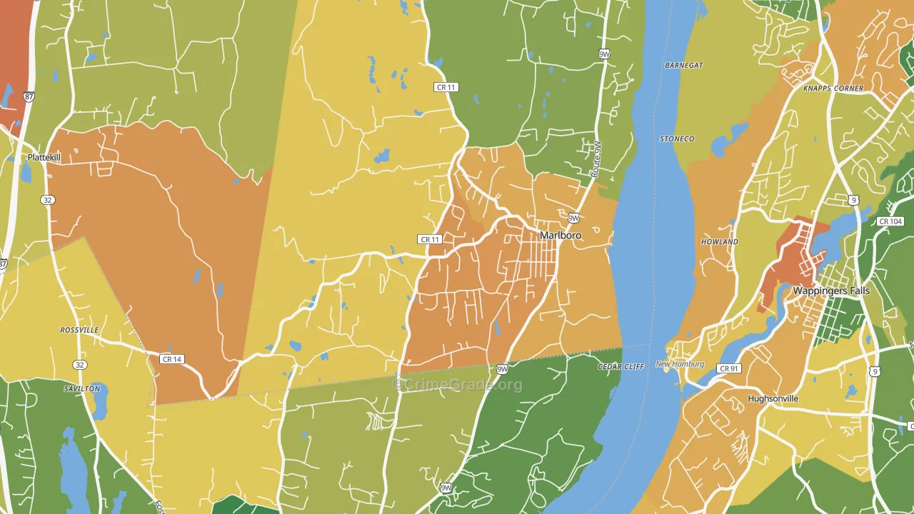 Marlboro, NY Map of Arson Rates