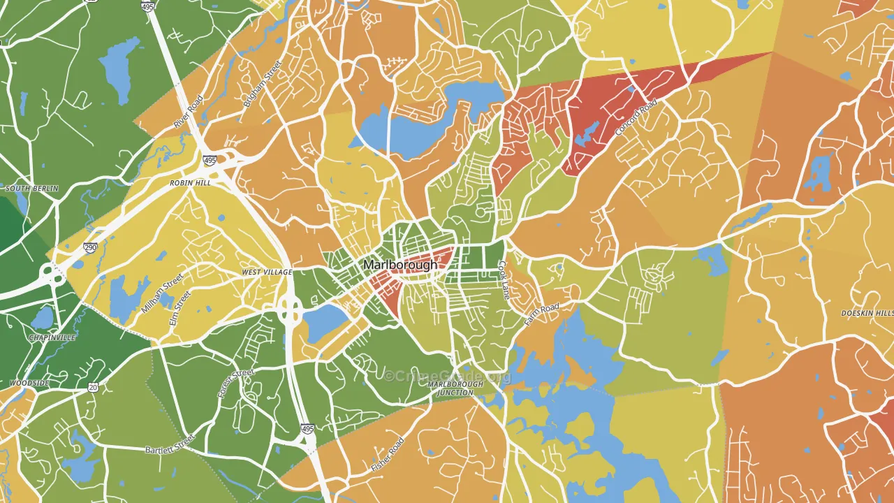 Marlborough, MA Map of Arson Rates