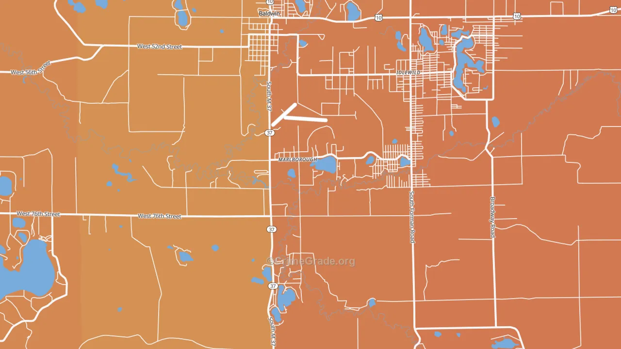 Marlborough, MI Map of Arson Rates