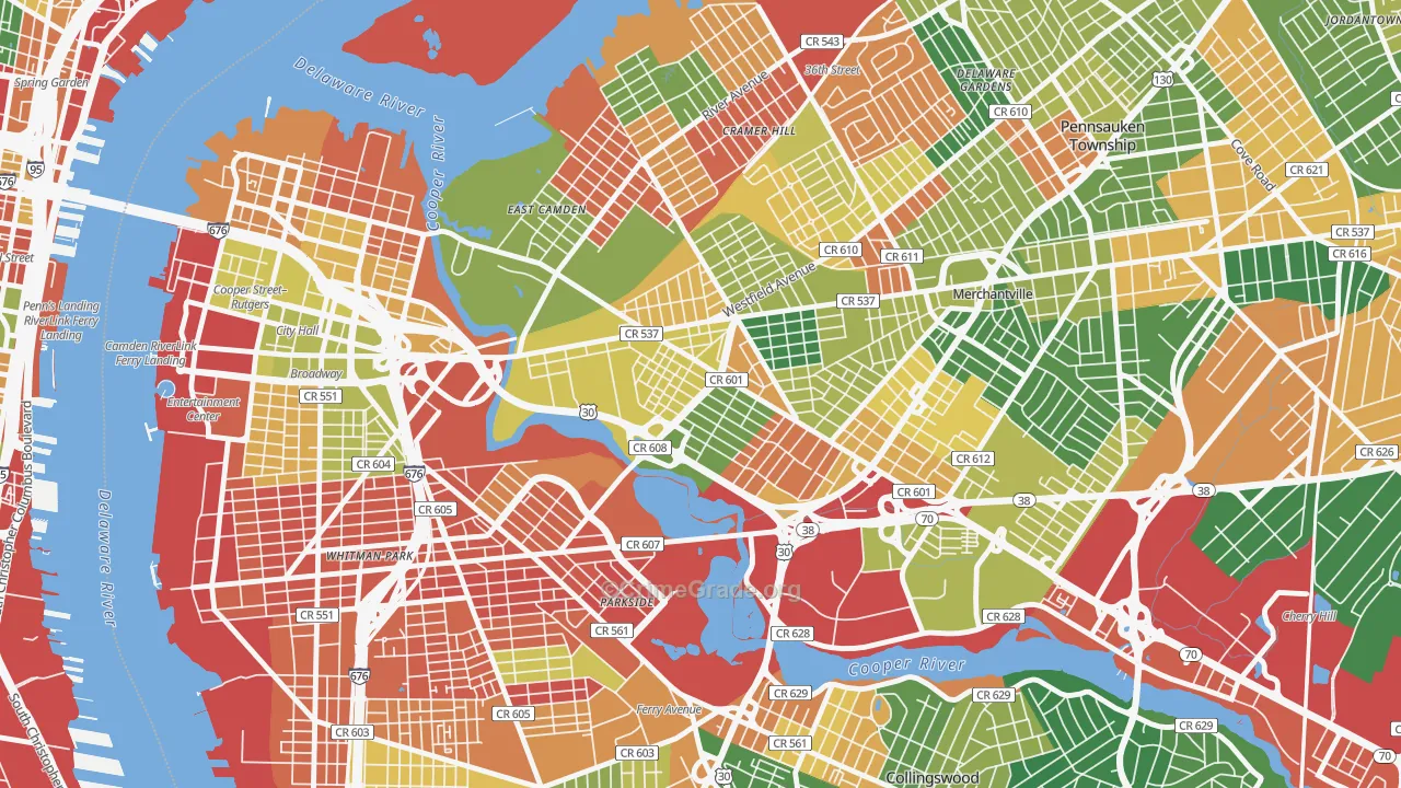Marlton, Camden, NJ Map of Arson Rates