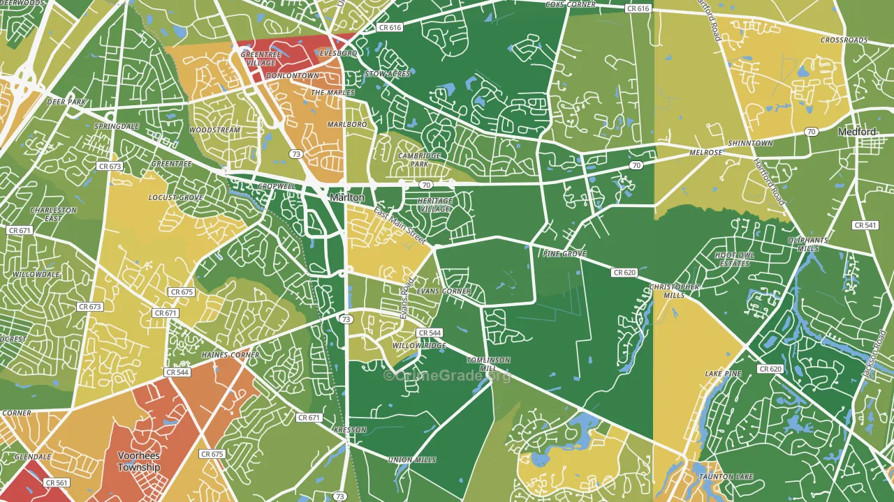Marlton, NJ Map of Arson Rates