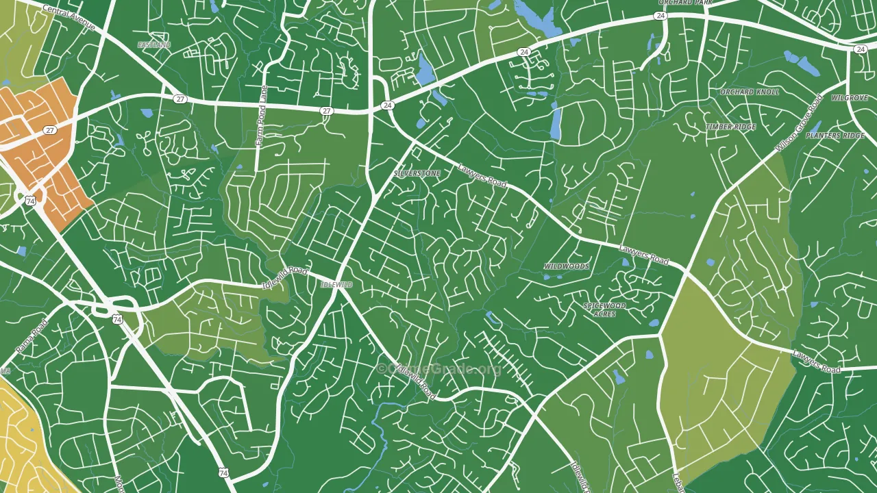 Marlwood, Charlotte, NC Map of Arson Rates