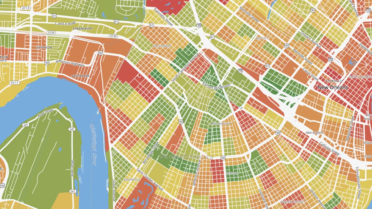 Marlyville, New Orleans, LA Map of Arson Rates
