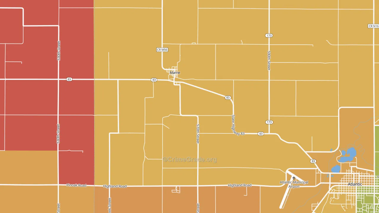 Marne, IA Map of Arson Rates