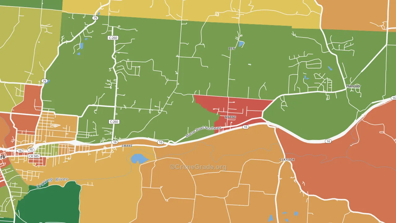 Marne, OH Map of Arson Rates