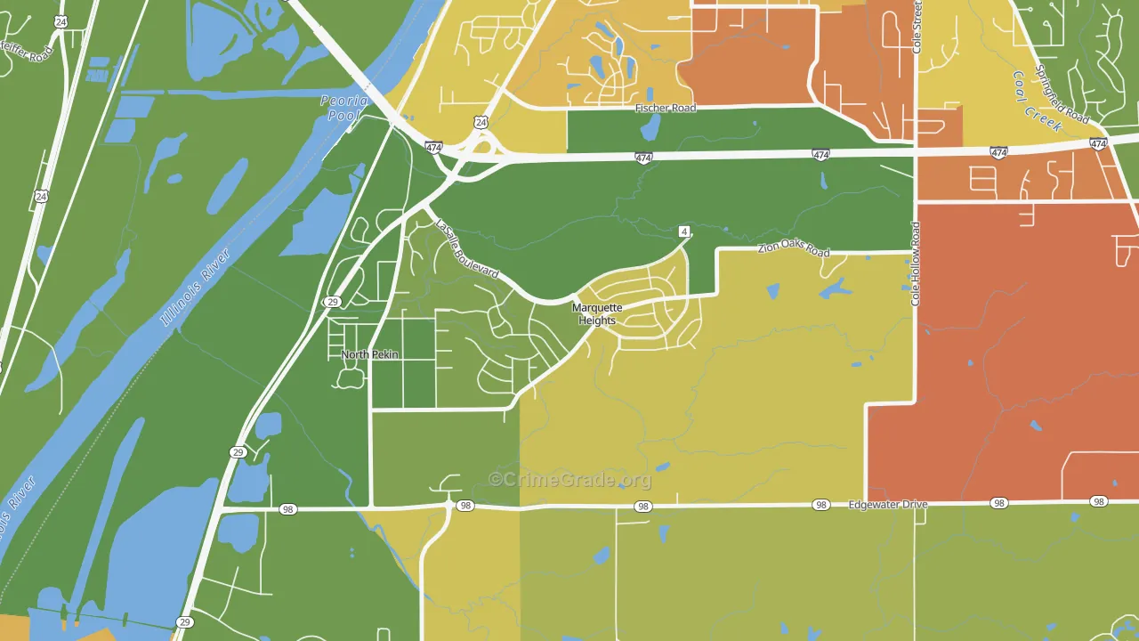 Marquette Heights, IL Map of Arson Rates