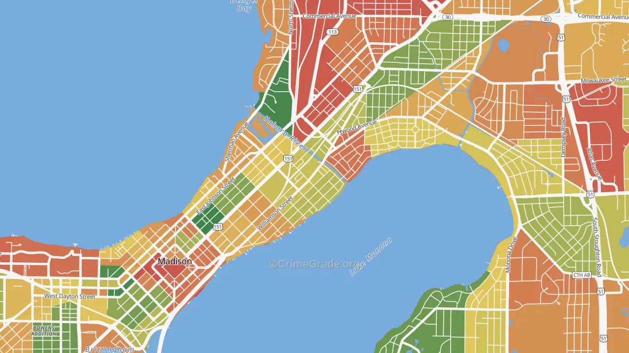 Marquette, Madison, WI Map of Arson Rates