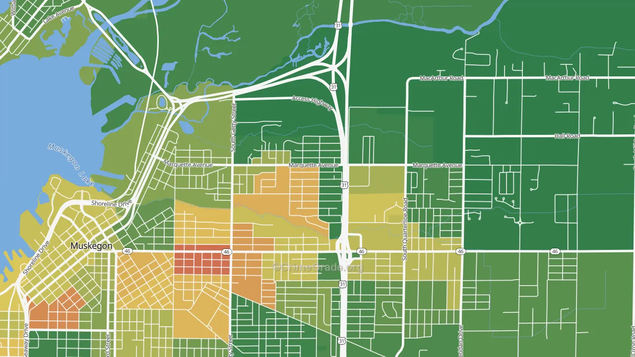 Marquette, Muskegon, MI Map of Arson Rates