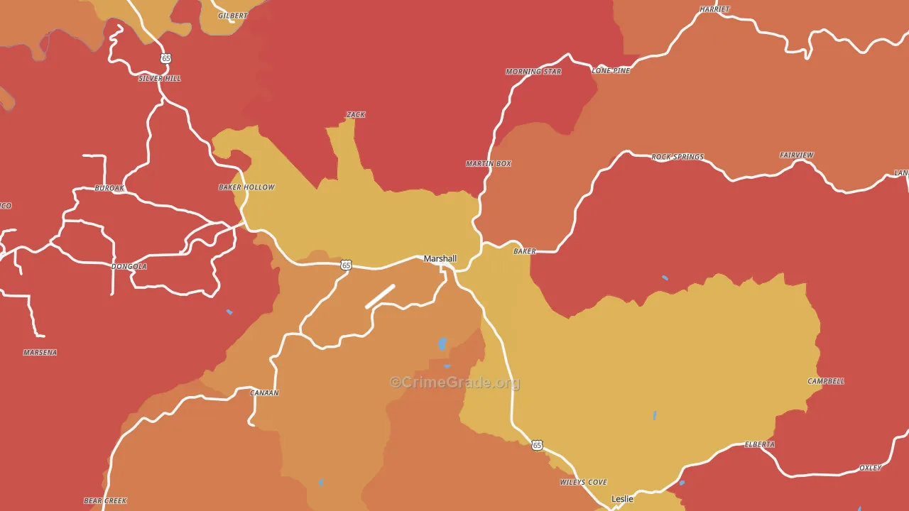 Marshall, AR Map of Arson Rates