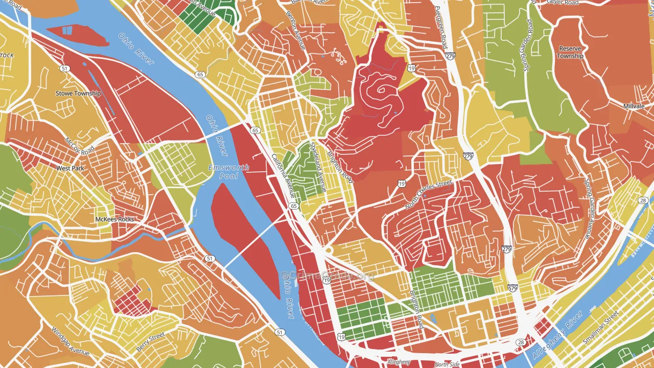 Marshall-Shadeland, Pittsburgh, PA Map of Arson Rates