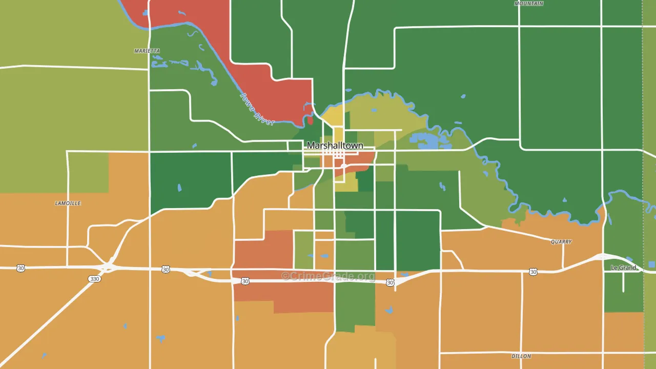 Marshalltown, IA Map of Arson Rates