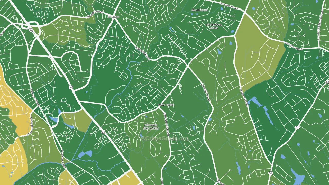 Marshbrooke, Matthews, NC Map of Arson Rates