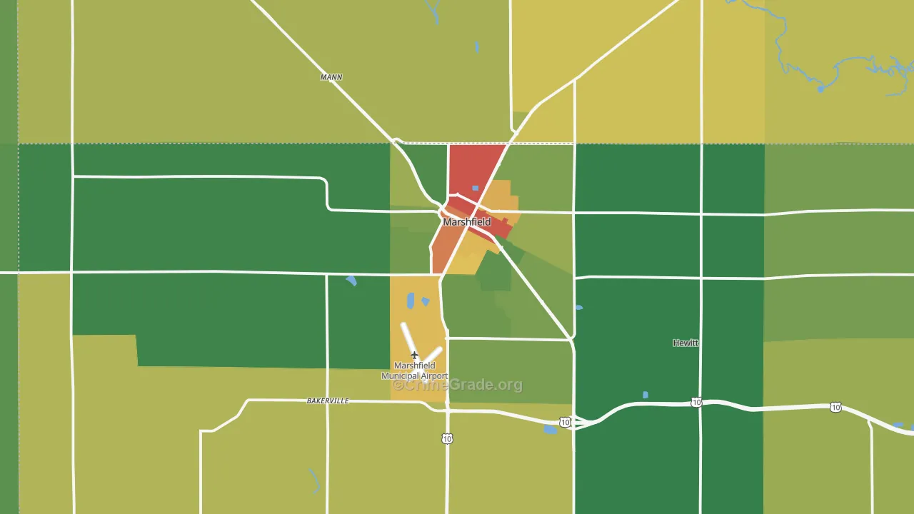 Marshfield, WI Map of Arson Rates