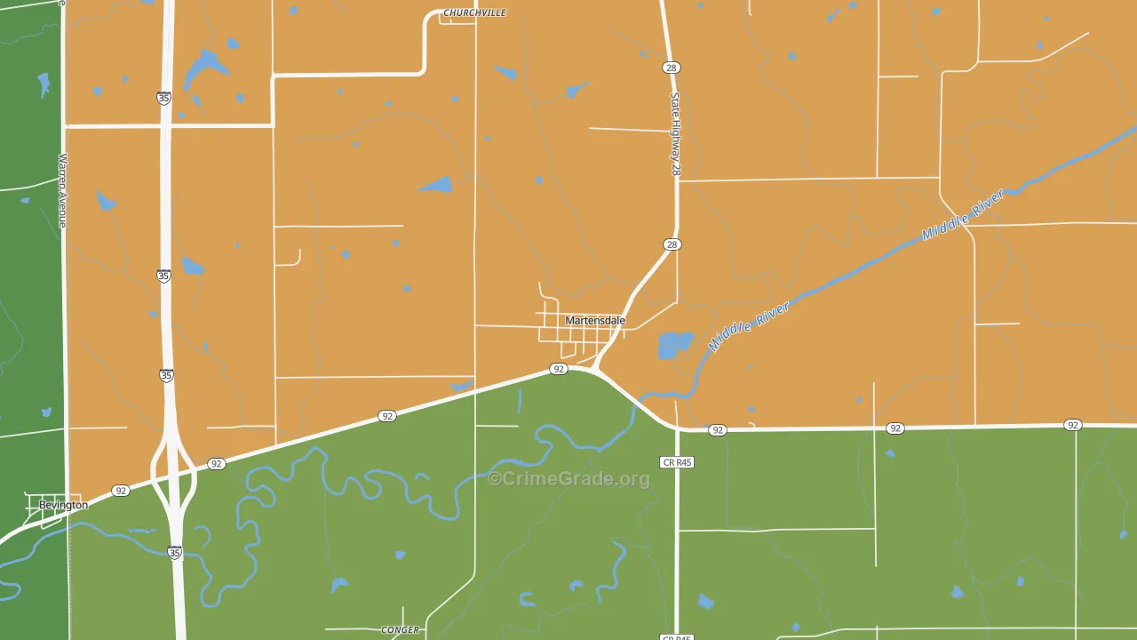 Martensdale, IA Map of Arson Rates