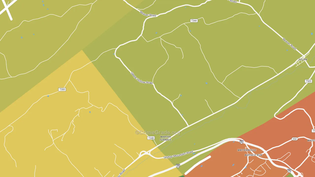 Martha Furnace, PA Map of Arson Rates