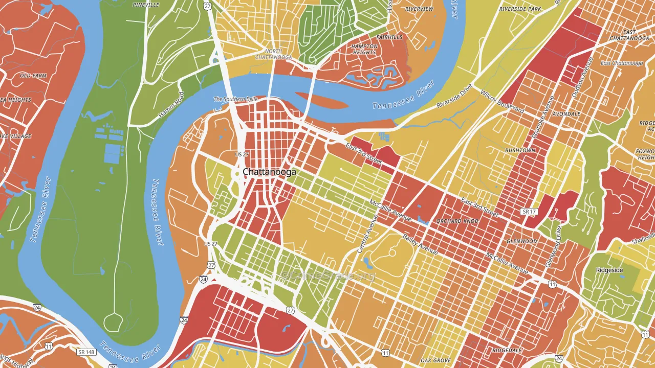 Martin Luther King, Chattanooga, TN Map of Arson Rates