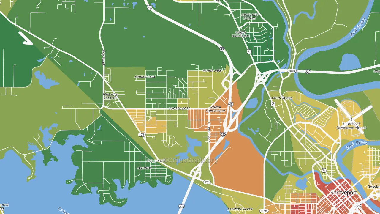 Martin Luther King, Shreveport, LA Map of Arson Rates